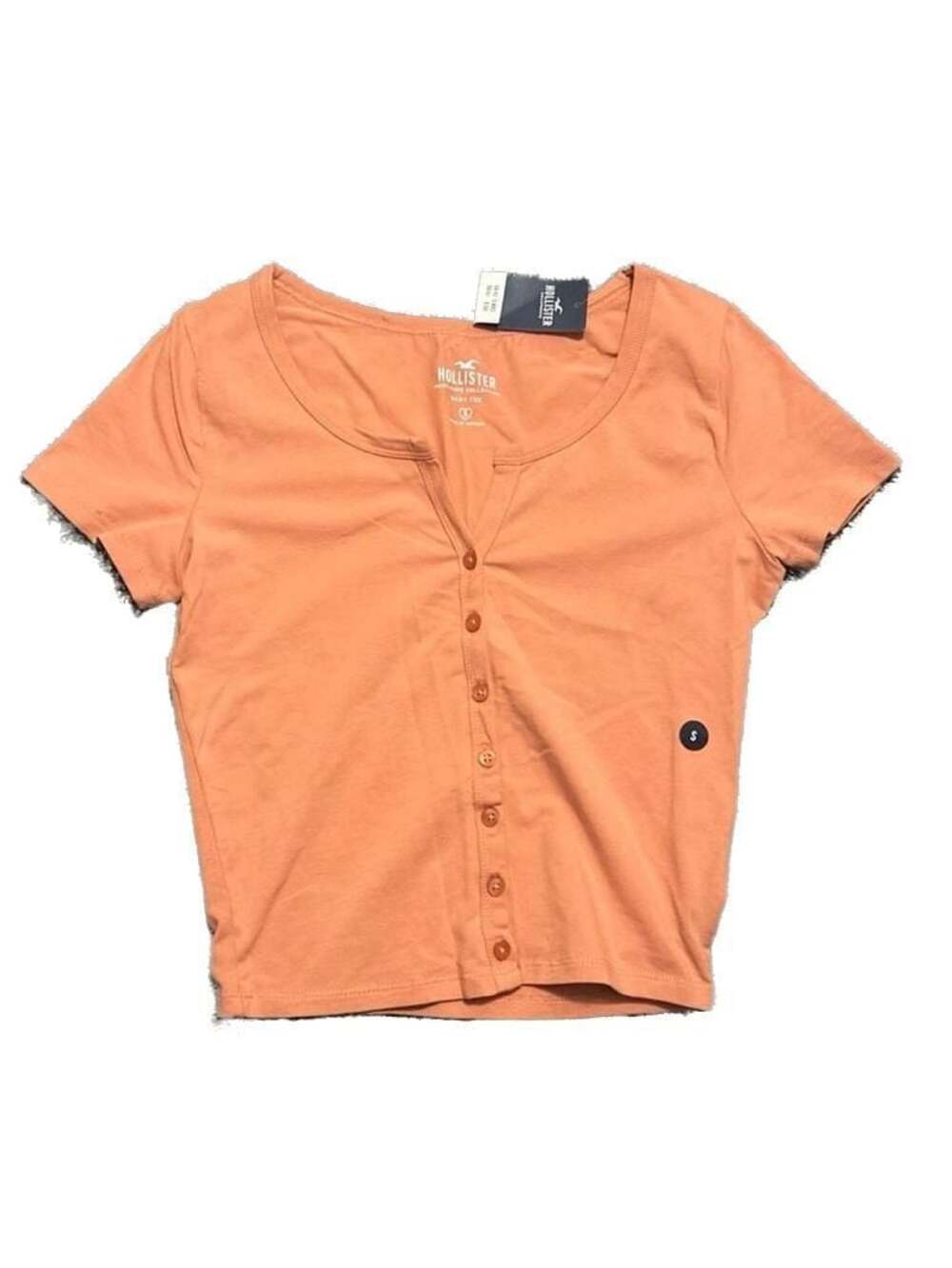 Hollister Must-Have Collection Button-Through Baby Tee in Peach
